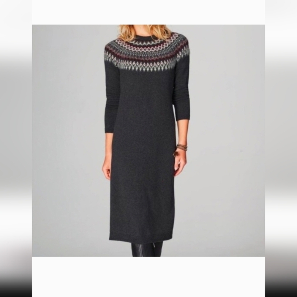 J. Jill Charcoal Fair Isle Sweater Dress